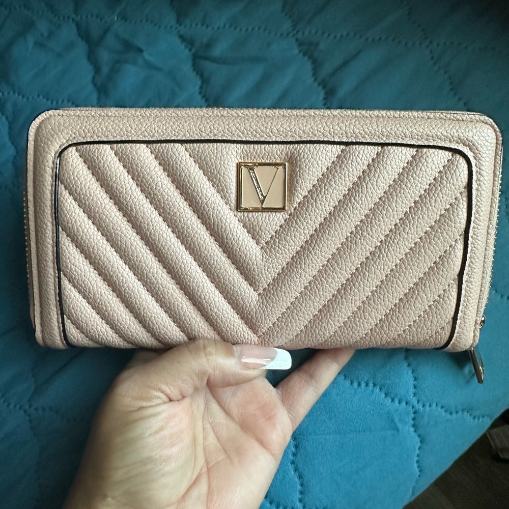 Victoria's Secret Pink Quilted Wallet with Chevron Design
